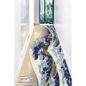 Tapis imprimé Wave Off Kanagawa, design japonais, tapis antidérapant, tapis fin non tissé - Product Image 5