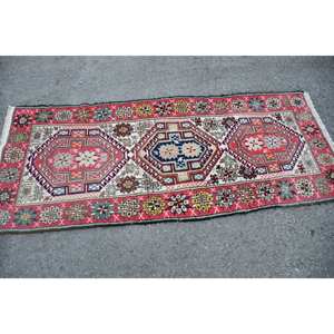 <b>Traditional</b> Red White Vintage Turkish <b>Rug</b> 2.6x6.2ft Patchwork Wool Carpet Latex Backing <b>for</b> <b>Living</b> <b>Room</b> Decorations 9x12" - Product Image 3