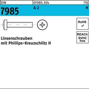 Tornillos de Cabeza Pan DIN 7985 M5x22mm, Cabeza Phillips, Acero Inoxidable A2, Paquete de 500 Piezas - Product Image 1