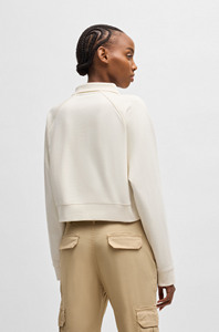 Nueva sudadera recortada con media cremallera a la moda en algodón Terry para mujer, hombros caídos, puños acanalados y dobladillo, ropa informal, Sudadera con capucha para mujer - Product Image 2