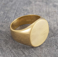 Bague signet homme avec logos personnalisés, plaqué or 18 carats, acier inoxydable