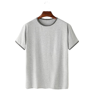 Vente en gros nouvel arrivage T-shirts à col rond en coton mélangé de fibres de bambou doux et respirant pour hommes disponibles en couleurs teintes unies - Product Image 5