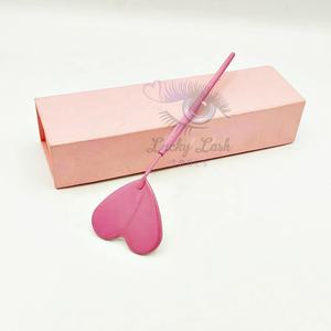 Espejo de acero inoxidable con forma de labios rosa claro personalizado, almacenamiento en caja para comprobar pestañas postizas, herramientas de extensión de pestañas - Product Image 3