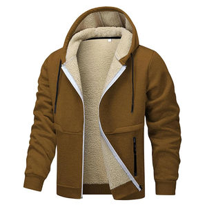 Sweat-shirts d'hiver pour hommes personnalisés, nouveau style, 100% coton, avec fourrure d'agneau mignonne, sweat-shirt à capuche avec fermeture éclair, logo personnalisé imprimé - Product Image 5