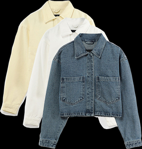 Custom Casual Outwear <b>Lightweight</b> Soft Button up Full Sleeve Oversize Womens Crop <b>Denim</b> <b>Jacket</b> OEM Customized Women <b>Denim</b> <b>Jacket</b> - Product Image 1