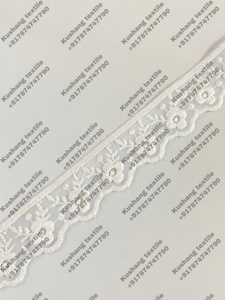 Borde de encaje bordado blanco indio para vestido y prendas de mujer tamaño personalizado ofertas al por mayor - Product Image 3