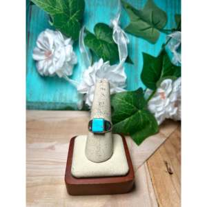 Handmade <b>Boho</b> Royston Turquoise & Sterling <b>Silver</b> <b>Ring</b> Navajo Made Gemstone Jewelry for Everyday Wear Size 8.75 - Product Image 1