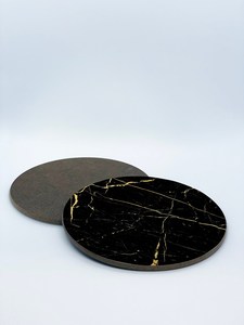 Personalised High Gloss <b>Cup</b> Coasters Square Drink Coaster Round Coffee Coaster Custom Gift Elegant <b>Black</b> Marble Design - Product Image 3