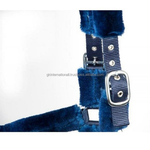 Licol de cheval en cuir rembourré en polaire bleue, collier de tête réglable en cuir de cheval rembourré en polaire multicolore, fabricant - Product Image 6