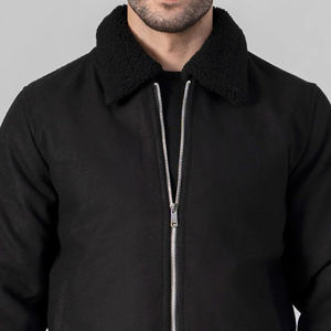 Chaqueta de Lana Negra Personalizable al por Mayor, 100% de Alta Calidad, Corte Ajustado Regular, Manga Larga, Chaqueta Casual de Invierno - Product Image 2