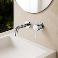 Brosse Rose Or Mur Monté En Laiton Corps Bassin Mitigeur Robinet Robinet Dissimulé 2 Trous Robinet En Alliage De Zinc Poignée Salle De Bains Hôtel