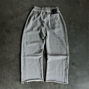 Pantalones de chándal de pierna ancha holgados con lavado ácido de cintura alta de gran tamaño, ropa de calle personalizada, pantalones de chándal con diamantes de imitación - Product Image 3