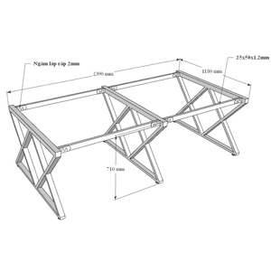 Mesa Minimalista XConcept HBXC008 de 120x240cm para 4 Personas, Sistema de Ensamblaje de Madera de Caucho - Product Image 5