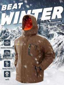 Chaqueta de esquí de invierno de algodón 100% para hombre, abrigos de lana resistentes al agua con aislamiento térmico para Snowboard Park, impermeable y capucha - Product Image 2