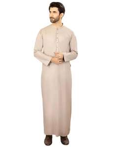 Thobe traditionnel pour homme, en coton et lin, robe Abaya à manches longues, poches, style décontracté, ethnique, Jubba, Arabie Saoudite - Product Image 6