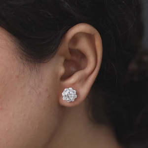 ต่างหูเพชรทรงกลมแบบวงแหวน ประดับเพชรเลี้ยงในห้องปฏิบัติการ เงินสเตอร์ลิง ความใส VS1 เครื่องประดับเพชรสุดหรู - Product Image 2