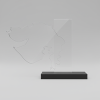 Trophée en acrylique de l'État du Gujarat, carte de l'État, durable, poli, gravé, imprimé en typographie, style sportif, culturel, corporatif