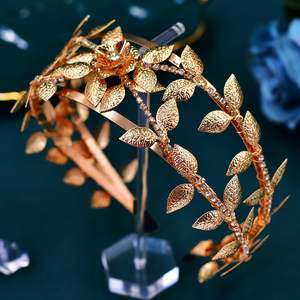 Bridella BHP594-G <b>Gold</b> Crystal Alloy Comfortable Fit <b>Headband</b> for Weddings & Formal Events - Product Image 4