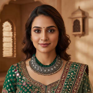 Collar Tribal Tales Heritage Oxidado con Diseño de Templo, Joyería Cultural Coleccionable - Product Image 1