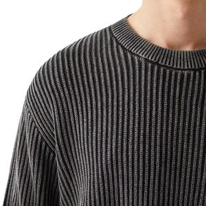 Vente en gros de pull en tricot côtelé 100% coton doux personnalisé de couleur unie pull avec logo brodé pour homme tricots Streetwear OEM - Product Image 4