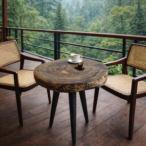 Taburete Redondo y Mesa Auxiliar Modernos de Madera Maciza Natural para Uso en Restaurantes, Hoteles, Comedores y Salas de Estar - Product Image 1