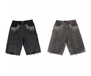 Short en jean imprimé pierre 3D pour hommes Short de jogging respirant de qualité supérieure Short en jean délavé athlétique de fitness - Product Image 2