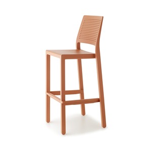 Stackable Bar <b>Stool</b> in Technopolymer with Backrest and Footrest, <b>Seat</b> Height 75 cm, for Outdoor Terrace Bar Cafe Made in Italy - Product Image 4