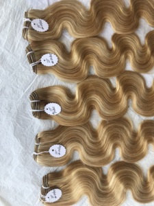 Cuticle Aligned Raw Virgin Temple Grade Brazilian Soft and <b>Silky</b> Color No. #27/613 Body Wave Human Hair Bundles Extension Vendor - Product Image 5