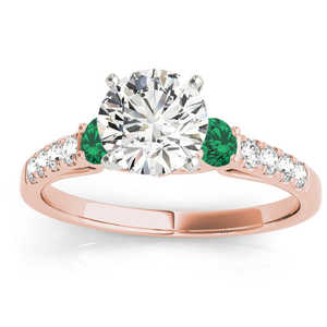 Anillo de Joyería Fina de Oro Rosa de 18K con Tres Piedras, Diamante de 0.55ct y Esmeralda, para Novia - Product Image 4