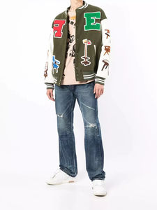 Veste universitaire personnalisée en chenille avec broderie en cuir et manches pour hommes, bombardier d'extérieur pour femmes - Product Image 3