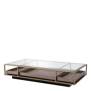 Roxton Coffee <b>Table</b> Brushed Brass Finish Durable Home Furniture Traditional Antique Contemporary for Tea Made Metal Marble - Product Image 1