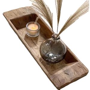 Cuenco de masa tallado a mano de elegancia rústica hecho por artesanos de la India Cuenco de masa de madera hecho a mano rústico para servir en el hogar del hotel - Product Image 1