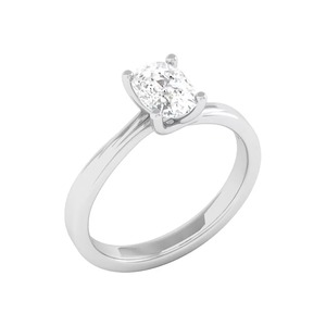 Bague de fiançailles en diamant de laboratoire d'un carat, taille coussin polie F-VS2, en or massif 14K, sertie à griffes, pour le quotidien, à empiler, cadeau - Product Image 1