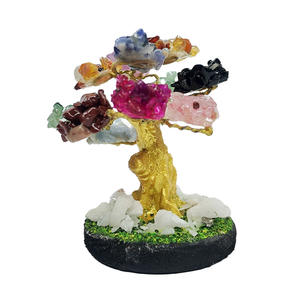 Sculpture multi-pierres précieuses 7 Chakras - Arbre de Vie en cristal naturel - Artisanat péruvien durable fait main en forme libre - Souvenir/Décoration intérieure - Product Image 2