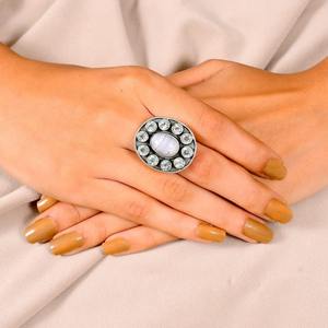 Anillo de Compromiso de Plata de Ley 925 con Topacio Azul Sólido, Chapado en Rodio, Gema Natural en Cabujón, Hecho a Mano, Joyería de Moda - Product Image 3