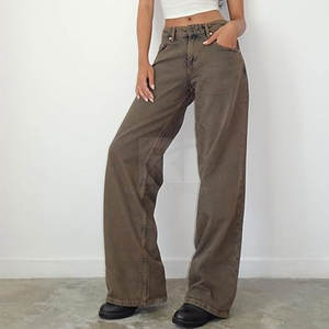 กางเกงทรงหลวมสำหรับผู้หญิงกางเกงทรงหลวมพิมพ์โลโก้ตามสั่งสีพื้นดีไซน์ล่าสุด - Product Image 2