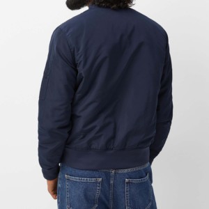 Vente en gros personnalisé pour hommes grande taille polyester satin bombardier veste d'hiver col montant imperméable coupe-vent devant garçons - Product Image 6