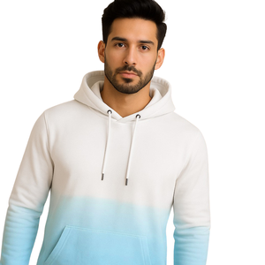 OEM personalizado Ombre Sudadera con capucha Hombres Mujeres Gradiente Azul Blanco Fleece Sudadera con etiqueta privada Unisex Streetwear Fábrica Precios al por mayor - Product Image 2