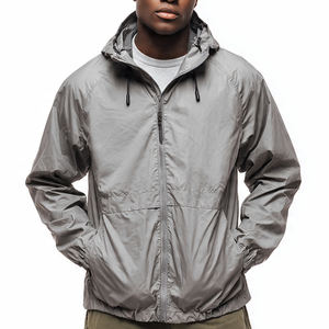 Chaqueta Cortavientos de Otoño Estilo Hip Hop para Hombre, Informal, con Capucha, Impermeable, con Logotipo Frontal - Product Image 1