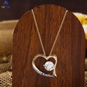 1.08 TDW pendentif diamant rond taille brillant 14K or jaune certifié/non certifié diamant Cvd diamant - Product Image 1