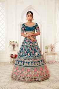 Deep Blue Zari Work Lehenga Choli Heavy bordado diseñador Dupatta lujo hecho a mano indio paquistaní boda fiesta nupcial - Product Image 2