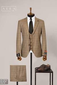 Costume d'affaires pour homme coupe ajustée 80% laine 20% polyester pour le bureau et les événements - Product Image 5