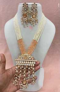 Collier plaqué or véritable Kundan de qualité supérieure serti de boucles d'oreilles pour femmes bijoux de créateur pour mariage et fête - Product Image 2