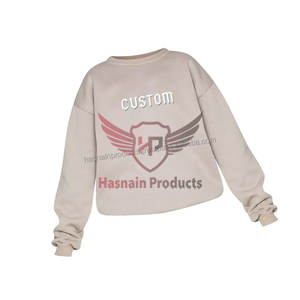 Jersey de invierno de talla grande para mujer con estampado personalizado, sudadera clásica de gran tamaño con hombros caídos, 100% de algodón, logotipo OEM, 2 uds. - Product Image 1