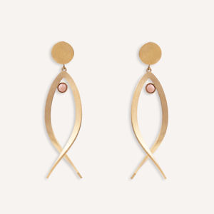 CUCOCUCA YXQ E444 Boucles d'oreilles en acier inoxydable avec pierre naturelle, boucles d'oreilles pendantes en forme de poisson pour un usage quotidien, expédition UE en 48h - Product Image 1