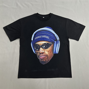 Streetwear personnalisé pour hommes de taille américaine T-shirts Dtg Hip Hop Rap T-shirt imprimé à manches courtes respirant T-shirt surdimensionné - Product Image 1