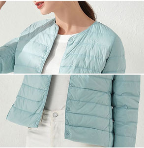 Ropa de nieve, chaqueta de plumón de pato de invierno para mujer, Parka de pan holgada, abrigos, chaqueta ligera, Abrigo acolchado con cuello levantado para mujer - Product Image 5