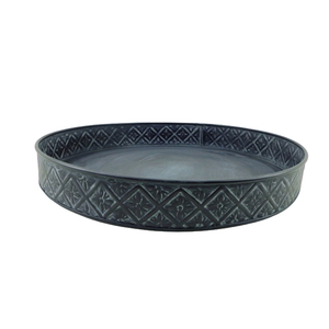 Juego de servicio de metal moderno de 3 bandejas redondas de tamaño mediano, bandeja de pátina gris para el hogar, restaurante y decoración de bodas - Product Image 1