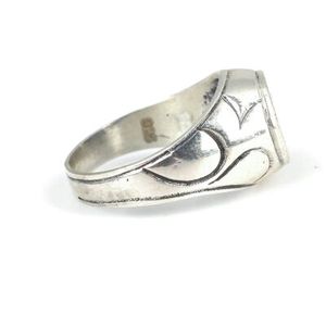 925 Sterling <b>Silver</b> Men's <b>Ring</b> with Small Natural Stone Rhodium Plated <b>Plain</b> <b>Ring</b> for Everyday Wear IGI Certified Fine Jewelry - Product Image 2