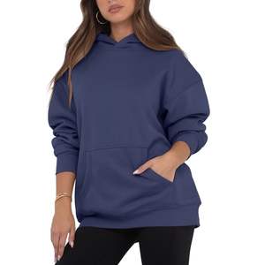 Sudadera con Capucha Extra Grande Personalizada al por Mayor, Sudadera Informal Ligera para Mujer, Sudadera Holgada de Manga Larga con Bolsillo - Product Image 3
